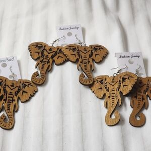 Elephant Wooden Earrings